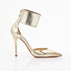 Jimmy Choo Trinny 85 Gold Mirror Leather Ankle Cuff Heels Pumps 40 In Box