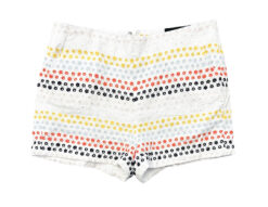 Le Superbe White Cotton Eyelet Flat Front Mini Dress Shorts Size 2