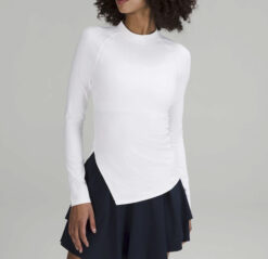 Lululemon White Nulux Asymmetrical Tennis Long Sleeve Shirt Top Size 4