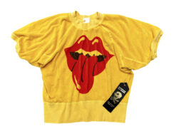 Madeworn NWT Rolling Stones Yellow Terry Short Sleeve Sweatshirt Size XS