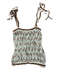 Missoni Italy Vintage ZigZag Knit Tie Strap Top Blouse Size 40 *RARE*
