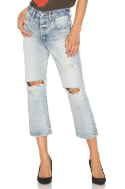 Moussy Vintage Malaga High Rise Button Fly Distressed Cropped Jeans Size 28