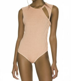 NOAM NWT Cliff Cutout Peach Bodysuit Top Blouse Size XS NEW