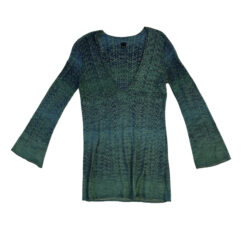 OSKLEN Brazil Green Knit V-Neck Long Sleeve Mini Dress Size Medium