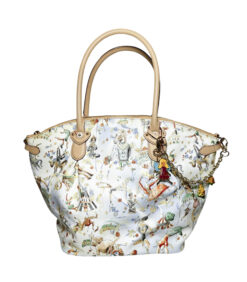 Piero Guidi Magic Circus Cherie Embossed Print Womens Large Tote Bag w/ Charm