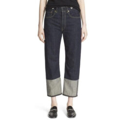 Rag & Bone NEW Trompe L’Oeil Indigo Selvedge Cuff Grommet Loose Straight Jeans
