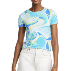 L'Agence NWT Ressi Swirl Short Sleeve Crew Neck Tee Shirt Top Small NEW