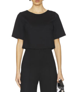 Ripley Rader Los Angeles NWT Black Ponte Short Sleeve Boxy Top Blouse 1/XS
