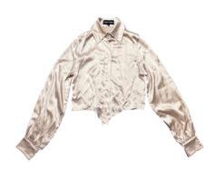 SERGIO HUDSON Blush Pink Silk Satin Long Sleeve Button Down Top Blouse Small