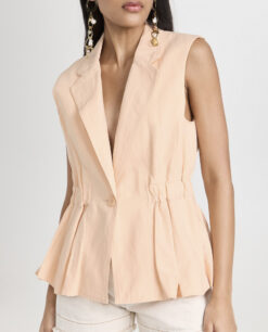 Ulla Johnson NWT Beatriz Petal Pink Linen Peplum Vest Size Small NEW