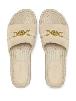 VERSACE Medusa '95 30mm Beige Suede Espadrilles Mules Slides Sandals Size 38