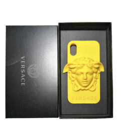 VERSACE NIB Medusa Yellow Silicone iPhone X Bumper Phone Shell Case Authentic