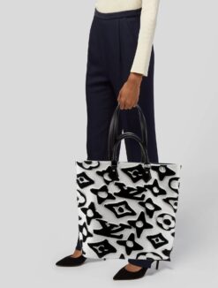 Louis Vuitton x UF Monogram Tufted White Leather Cabas Shoulder Tote Bag