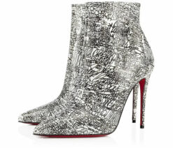 Christian Louboutin So Kate Booty White Graffiti Patent Heels Ankle Boots 39.5