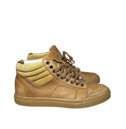 DEL TORO Men's Camel Brown Leather High Top Lace Up Trainers Sneakers Size 9