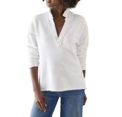 FRANK & EILEEN Patrick Popover Henley White Heritage Lab Shirt Top Medium