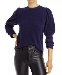 Goldie Lewinter Blue French Terry Puff Sleeve Pullover Sweatshirt Size XS