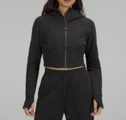 Lululemon Black Scuba Hooded Full Zip Cropped Jacket Size 6