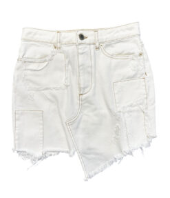 Retrofete NWT Irene Vintage White Denim Asymmetrical Mini Jean Skirt Small NEW