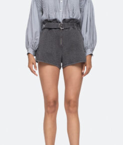 SEA New York Stan Gray Quilted Cotton Paperbag High Rise Shorts Size 0