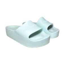 Balenciaga Green Aqua Logo Chunky Beach Rubber Pool Slides Sandals Size 38