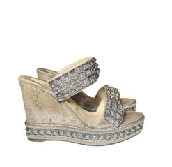 Christian Louboutin Ecu 120 Liege Pepite Studded Platform Wedge Heels Sandals 37