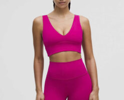 Lululemon NWT Align V-Neck Pink Raspberry Nulu Bra Crop Top Size 6 NEW