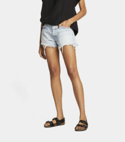 Moussy Vintage Etna Distressed Denim High Rise Button Fly Cut-Off Jean Shorts 27