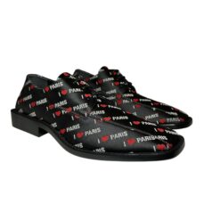 BALENCIAGA NIB Men's Black Love Paris Logo Derby Loafers Lace Up Dress Shoes 41