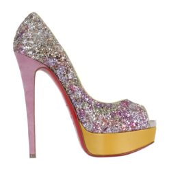 Christian Louboutin NIB Lady Peep 150 Glitter Aquarium Platform Heels Pumps 39
