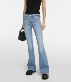 FRAME Le High Flare High-Rise Flared Blue Stretch Denim Jeans Size 27