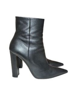 GIANVITO ROSSI Black Leather Pointed Toe Heels Ankle Boots Size 40.5 Italy