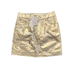 CAMI NYC NWT Leticia Gold Leather Moto Mini Skirt Size 2 NEW $395