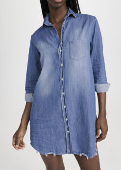Frank & Eileen Mary Blue Distressed Vintage Button Up Classic Shirt Dress Small