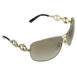 GUCCI Gold 2775/S Sunglasses Marina Chain Oversized Shield Italy