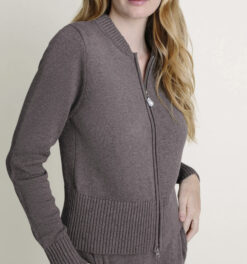 KILTE The Kay Full Zip Truffle Cotton Cashmere Knit Sweater Jacket Size 2
