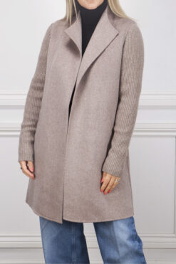 Kinross Cashmere Women's Ribbed Sleeve Seal Gray Coat Size Medium $1150
