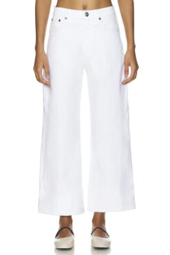 Rag & Bone Andi High Rise Wide Leg Ankle Jeans Optic White Size 25