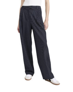 Rag & Bone NWT Marianne Ponte Trousers Small Navy Stripe Pleated Wide Leg