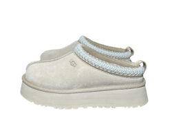 UGG Tazz II Sand Suede Shearling Platform Slippers Women's Size 8