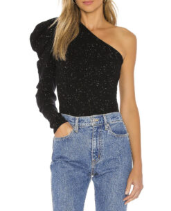 Autumn Cashmere NWT Black Cashmere One Shoulder Draped Sleeve Sweater XS $285