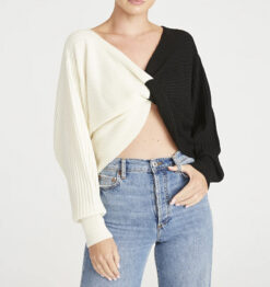 AMUR NEW Cruz Twist Ribbed Wool Knit Draped Sweater Size XS $328