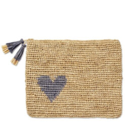 AERIN NWT Heart Raffia Large Clutch Bag Handbag NEW