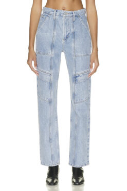 AGOLDE Cooper Cargo Blue Denim High Rise Straight Leg Jeans Size 24