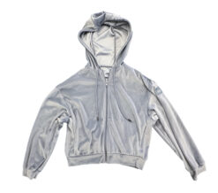 ALO YOGA Velour Glimmer Full Zip Hoodie Jacket Blue Steel Size Small