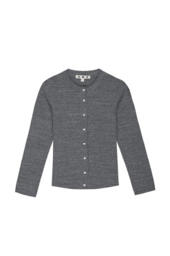 AMO x DONNI Gray Rib Knit Pearl Button Cardigan Sweater Size Medium