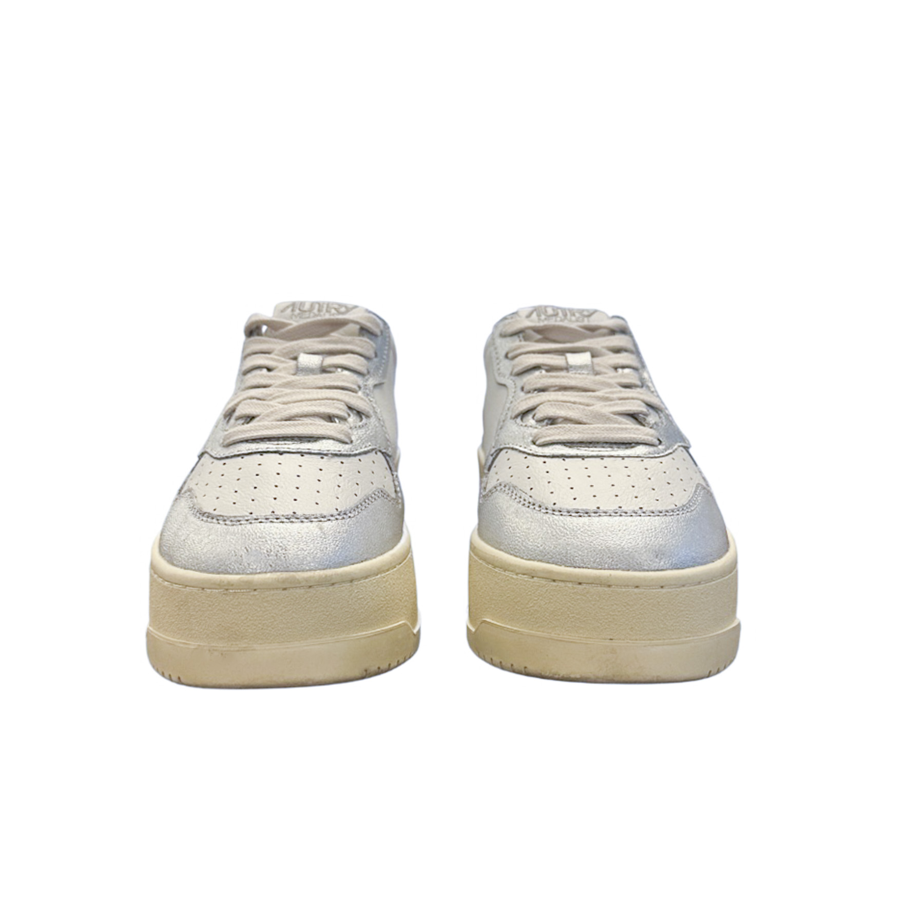 Autry Medalist White & Silver Metallic Platform Casual Sneakers Shoes Size 40 - Image 4