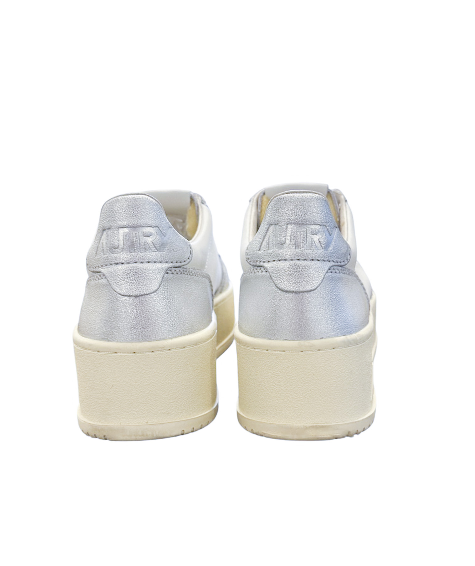 Autry Medalist White & Silver Metallic Platform Casual Sneakers Shoes Size 40 - Image 6