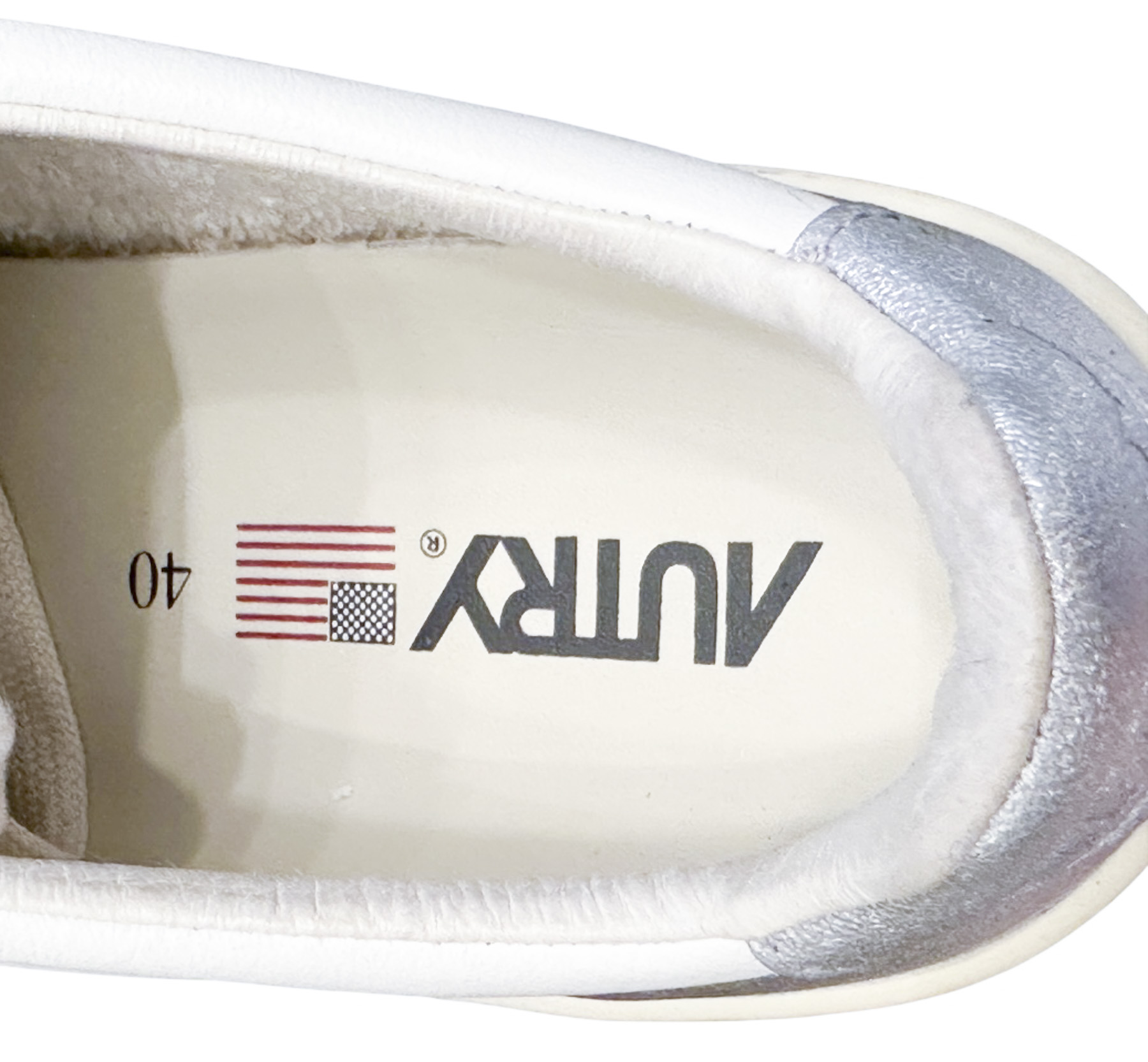 Autry Medalist White & Silver Metallic Platform Casual Sneakers Shoes Size 40 - Image 7