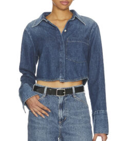 Citizens of Humanity Bea Blue Denim Crop Top Blouse Women’s XS